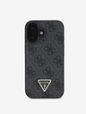 Guess Guess PU 4G Strass Dreieck Metall Logo Rückseite für iPhone 16 Schwarz