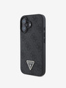 Guess Guess PU 4G Strass Dreieck Metall Logo Rückseite für iPhone 16 Schwarz