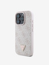 Guess Guess PU 4G Strass Dreieck Metall Logo Rückwand für iPhone 16 Pro Max Rosa