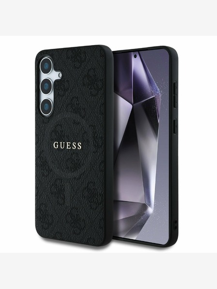 Guess PU Leather 4G Colored Ring MagSafe Backcover for Samsung Galaxy S25 Black Phone Case