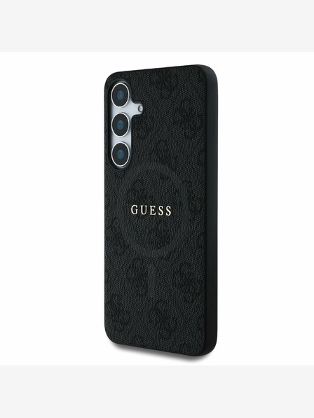 Guess PU Leather 4G Colored Ring MagSafe Backcover for Samsung Galaxy S25 Black Phone Case