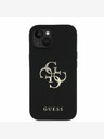 Guess Guess PU Grained 4G Metall Logo Back Cover für iPhone 14 Schwarz