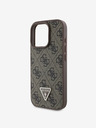 Guess Guess PU 4G Strass Dreieck Metall Logo Back Cover für iPhone 16 Pro Max Braun