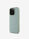 Guess Guess PU genarbtes klassisches Logo MagSafe Back Cover für iPhone 16 Pro Max Grün