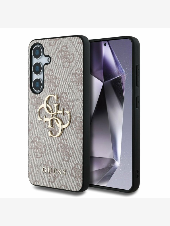 Guess Guess PU 4G Metall-Logo-Rückseite für Samsung Galaxy S25 Rosa