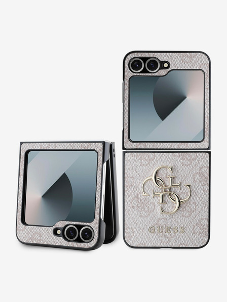 Guess PU 4G Metall Logo Rückseite Hülle für Samsung Galaxy Z Flip 6 Pink Handyhülle