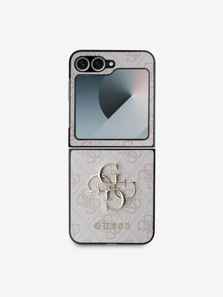 Guess PU 4G Metall Logo Rückseite Hülle für Samsung Galaxy Z Flip 6 Pink Handyhülle