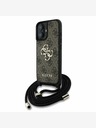 Guess Guess PU 4G Metal Logo Crossbody Strap Back Cover für iPhone 16 Braun