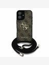 Guess Guess PU 4G Metal Logo Crossbody Strap Back Cover für iPhone 16 Braun