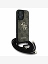 Guess Guess PU 4G Metal Logo Crossbody Strap Back Cover für iPhone 16 Braun