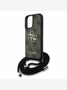 Guess Guess PU 4G Metal Logo Crossbody Strap Back Cover für iPhone 16 Braun