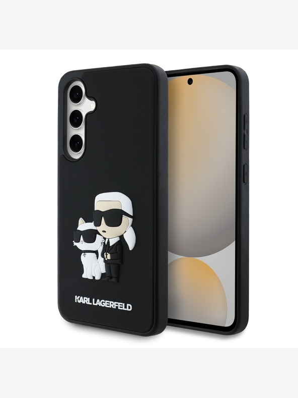 Karl Lagerfeld Karl Lagerfeld 3D Gummi Karl und Choupette Rückendeckel für Samsung Galaxy S24 FE Schwarz