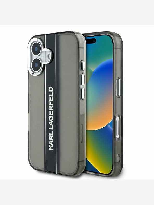 Karl Lagerfeld Karl Lagerfeld IML Stripe Logo Back Cover für iPhone 16 Schwarz