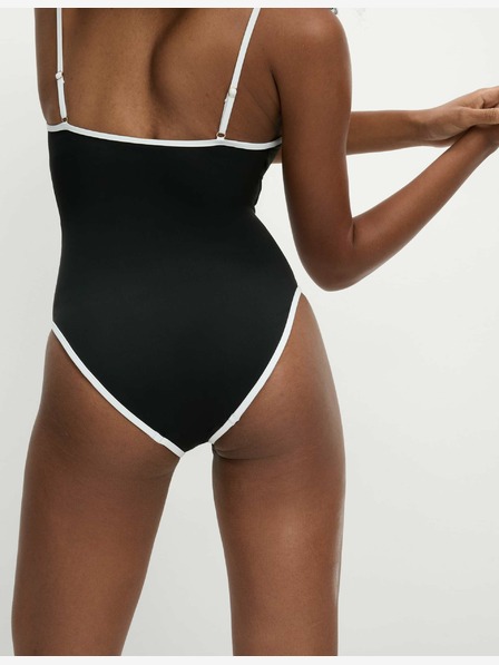 Marks & Spencer Badeanzug mit Kontrastbesatz und quadratischem Ausschnitt Marks & Spencer schwarz