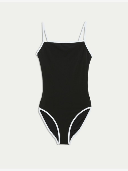 Marks & Spencer Badeanzug mit Kontrastbesatz und quadratischem Ausschnitt Marks & Spencer schwarz