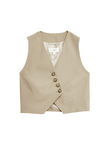 Marks & Spencer Asymmetrische Weste, schmale Passform Marks & Spencer beige