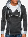 Ombre Clothing Dunkelgraues Herren-Kapuzen-Sweatshirt mit Reißverschluss B297