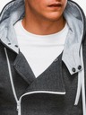 Ombre Clothing Dunkelgraues Herren-Kapuzen-Sweatshirt mit Reißverschluss B297