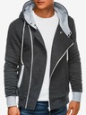 Ombre Clothing Dunkelgraues Herren-Kapuzen-Sweatshirt mit Reißverschluss B297