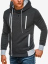 Ombre Clothing Dunkelgraues Herren-Kapuzen-Sweatshirt mit Reißverschluss B297