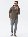 Ombre Clothing Khakifarbenes Herren-Kapuzenhemd mit Reißverschluss und Kapuze Ombre Clothing B1145 basic basic