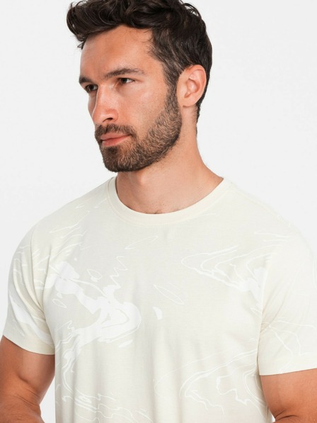 Ombre Clothing Cremefarbenes gemustertes Herrenhemd Ombre Kleidung