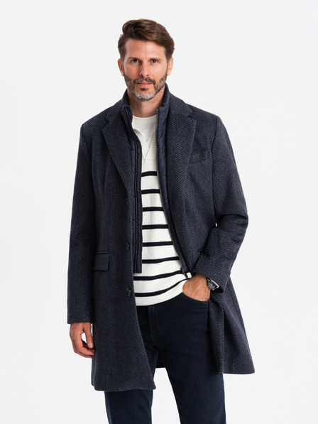 Ombre Clothing Herren Wollmantel ohne Knöpfe Ombre Clothing V1 OM-COWC-0121