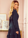 numoco Grünes Kleid mit Rüschen und goldenen Knöpfen Numoco