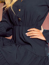numoco Grünes Kleid mit Rüschen und goldenen Knöpfen Numoco