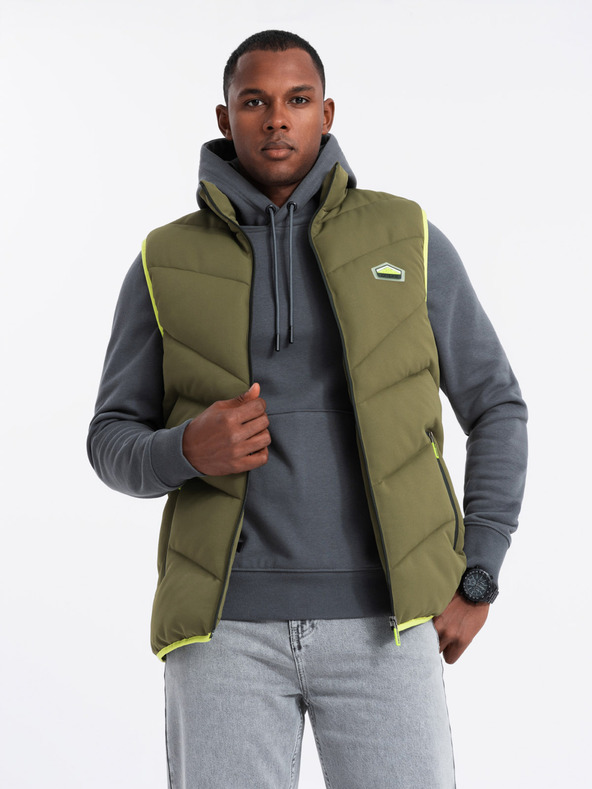 Ombre Clothing Herren Steppweste mit Neon-Akzenten Ombre Clothing