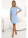 numoco Hellblaues Damen-Trapezkleid mit Numoco-Ärmelbändern