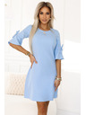 numoco Hellblaues Damen-Trapezkleid mit Numoco-Ärmelbändern