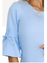 numoco Hellblaues Damen-Trapezkleid mit Numoco-Ärmelbändern