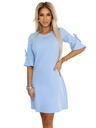 numoco Hellblaues Damen-Trapezkleid mit Numoco-Ärmelbändern
