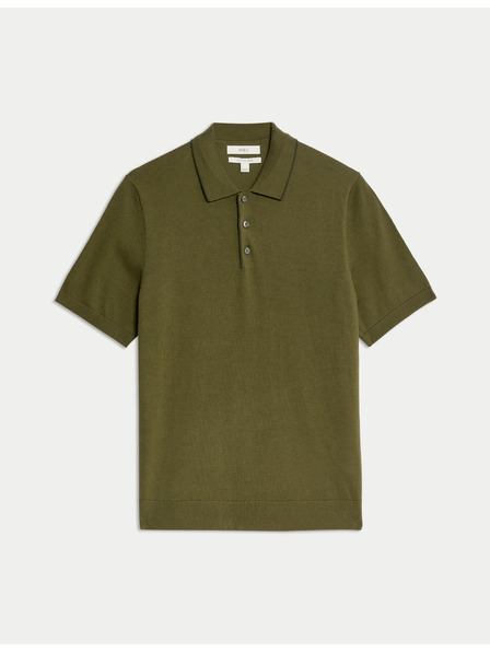 Marks & Spencer Knitted polo shirt with high cotton content Marks & Spencer green