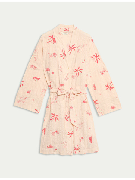 Marks & Spencer Crinkled wrap bathrobe with high cotton content Marks & Spencer pink