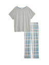 Marks & Spencer Pajama set with high cotton content with leaf print Marks & Spencer grey