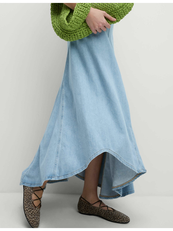 Marks & Spencer Denim Maxi Asymmetrical Skirt with Accentuated Waist Marks & Spencer navy blue
