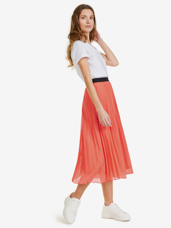 Sam 73 Korallfarbener Damen-Midirock mit Falten SAM 73 Eveline