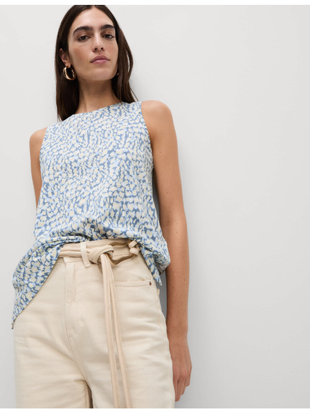 Marks & Spencer Loose Tank Top with High Cotton Content and Print by Marks & Spencer Blue