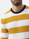 Ombre Clothing Weiß und senfgelb gestreifter Pullover für Herren von Ombre Clothing E189