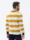 Ombre Clothing Weiß und senfgelb gestreifter Pullover für Herren von Ombre Clothing E189