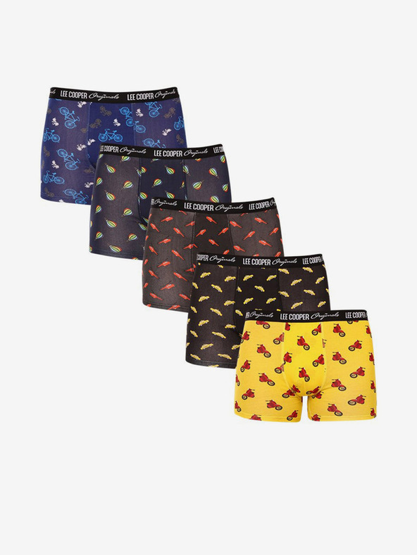 Lee Cooper Fünfer-Set gemusterter Herren-Boxershorts in Gelb, Schwarz und Blau von Lee Cooper