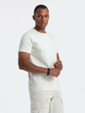 Ombre Clothing Cremefarbenes Herren T-Shirt mit zarter Stickerei Ombre Kleidung