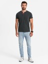 Ombre Clothing Schwarzes Herren-Henley-Shirt Ombre Clothing
