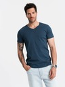 Ombre Clothing Blaues Herren-Baumwoll-T-Shirt mit Rundhalsausschnitt Ombre Clothing