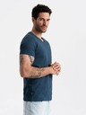Ombre Clothing Blaues Herren-Baumwoll-T-Shirt mit Rundhalsausschnitt Ombre Clothing