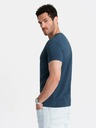 Ombre Clothing Blaues Herren-Baumwoll-T-Shirt mit Rundhalsausschnitt Ombre Clothing