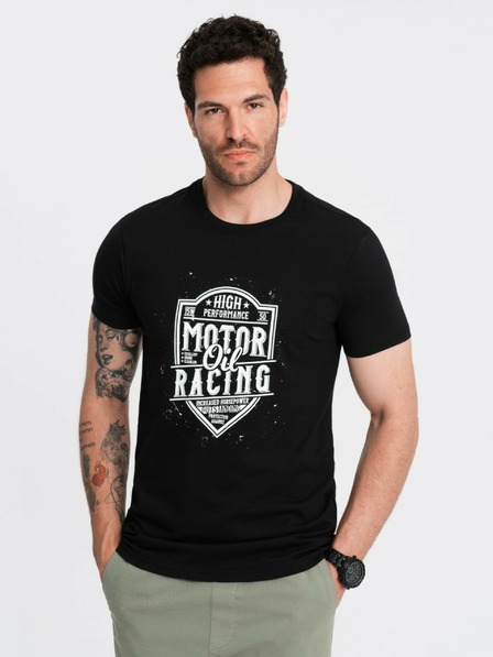 Ombre Clothing Schwarzes bedrucktes Herren-T-Shirt Ombre Clothing
