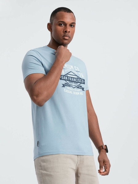 Ombre Clothing Hellblaues Herren-T-Shirt mit San Francisco-Aufdruck Ombre Clothing